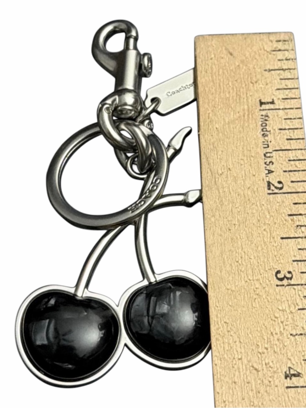 Authentic Coach Black Cherry Enamel Charm Keyring with Silver Hardware - Picture 4 of 5